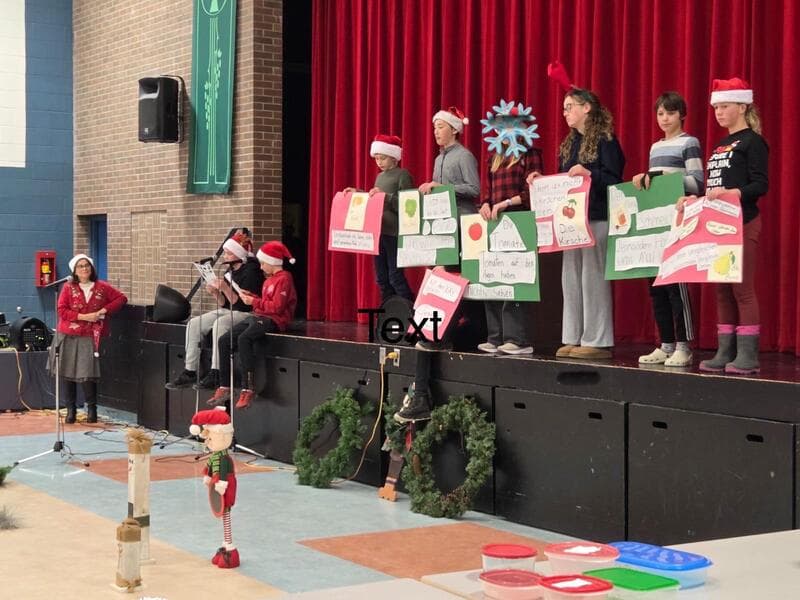 Students and families at the Christmas party